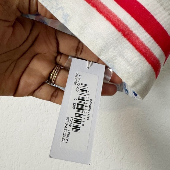 Rosie Assoulin Easy Bandeau Top Blue Pattern/Print 0 - Picture 5 of 7